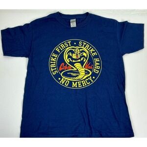 Cobra Kai T Shirt Strike‎ First Strike Hard No Mercy Gildan Youth Medium
